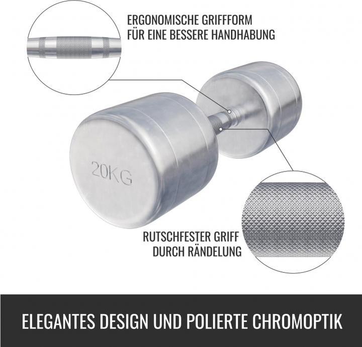 Actual product image Gorilla Sports Chrome dumbbells (1 x 20 kg)