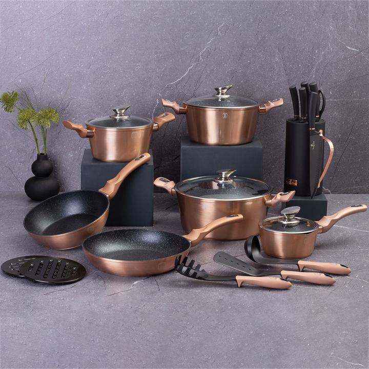 Produktbild BerlingerHaus 15-teiliges Kochgeschirr-Set Rose Gold Edition (Pfannenset + Topfset, Aluminium)