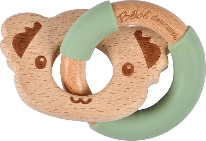 Natura Punto Jouet pour bébé Ours en bois et silicone, anneau de préhension pour jeunes enfants