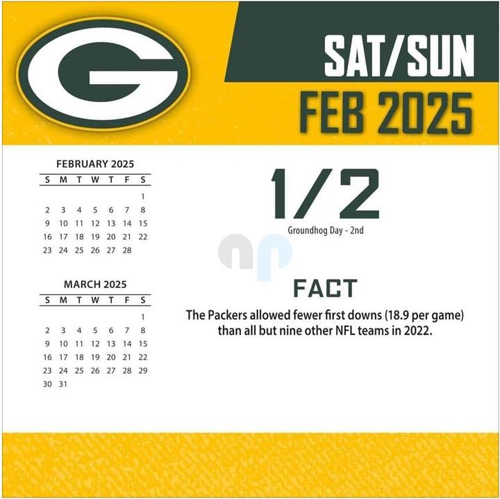 Energy Label NFL - Green Bay Packers - Desk Calendar 2025 (German, French, Italian, Spanish, English)