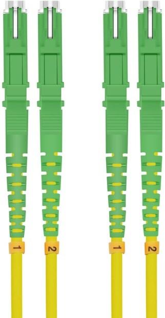 Actual product image Helos fibre optic cable E2000® APC / E2000® APC (LSH) double sided 9/125 OSm OS2 yellow 7.5 m (F/UTP, CAT6a, 7.50 m)