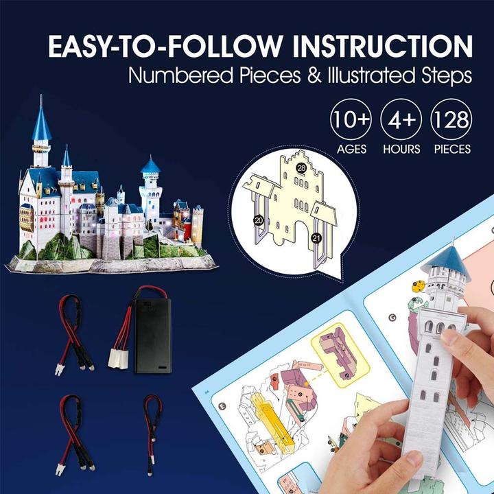Immagine prodotto Cubicfun Puzzle 3D del Castello di Neuschwanstein (128 pezzi)