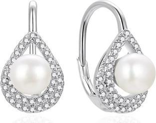 Image du produit Agato Boucles d'oreilles pendantes en argent avec perles et zircons (Argent)