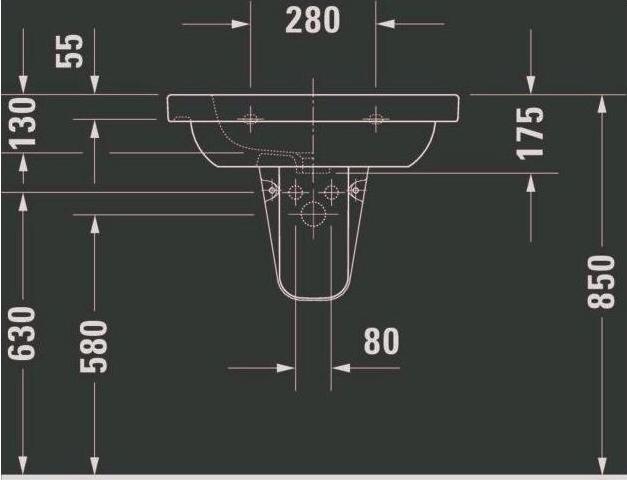 Produktbild Duravit Möbel-Waschtisch D-Code 65 cm weiss 03426500002 (480 mm, 650 mm)
