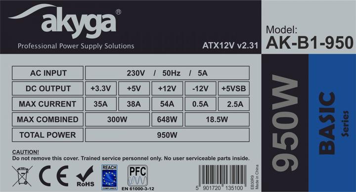 Produktbild Akyga Zasilacz Basic 950W (AK-B1-950) (950 W)