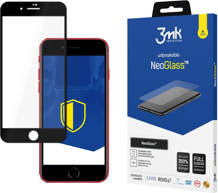 Actual product image 3MK NeoGlass for iPhone SE 2020 black frame (1 Piece, Apple iPhone SE)