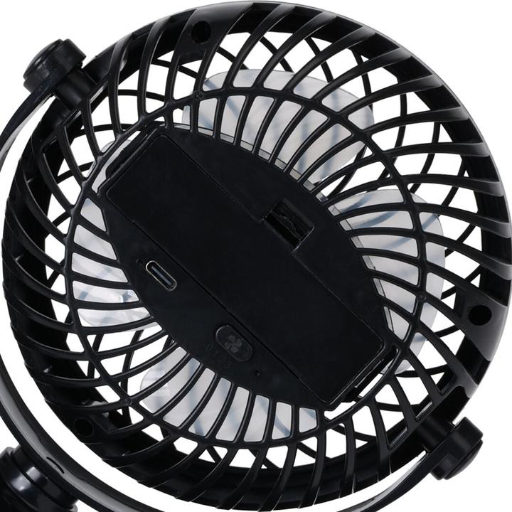 Image du produit H & S Collection Mobiler Ventilator mit Klemme, 3 Modi, schwarz, Akkubetrieb