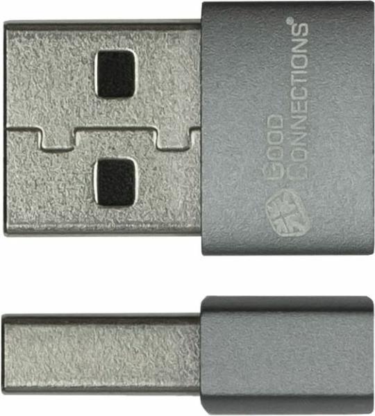 Productafbeelding Good Connections Adapter USB 2.0 plug A naar USB-C aansluiting aluminium behuizing grijs set van 3 Goed (USB-A (USB 2.0)