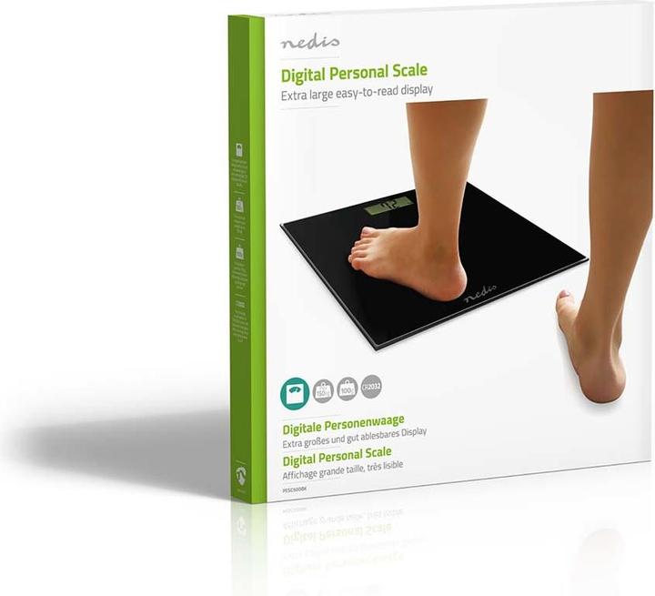 Image du produit Nedis Pèse-personne | Digital | Noir | Verre trempé | Capacité de pesage max : 150 kg (150 kg)