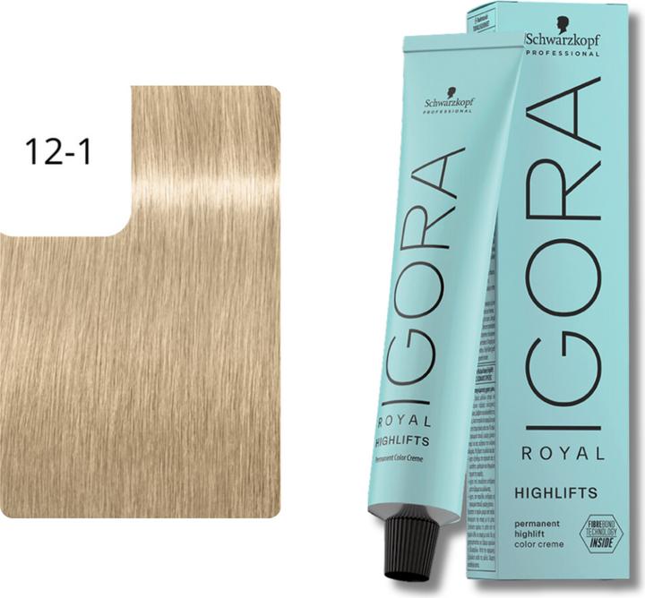 Image du produit Schwarzkopf IGORA ROYAL HIGHLIFTS #12-1 60 ml (12-1 Blond spécial Cendré)
