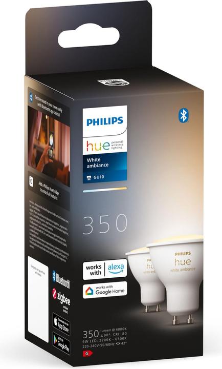 Immagine prodotto Philips Hue Tonalità Bianco Ambiente BT (GU10, 5 W, 350 lm, 2 x, G)