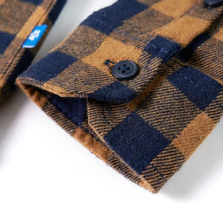 Immagine prodotto VidaXL Camicia da bambino con motivo a quadri cognac e blu 116,Materiale: 80 (116)