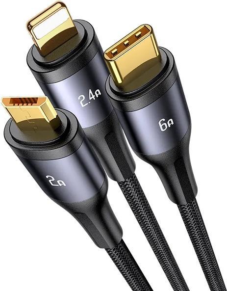Immagine prodotto Usams US-SJ582 U83 3IN1 66W Display digitale trasparente Cavo di ricarica rapida e dati da 1,2 m USB a (1.20 m, USB 3.2 Gen 1)