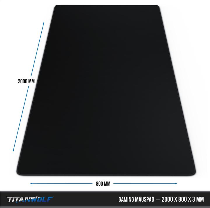 Actual product image Titanwolf Gaming mouse pad, XXXL speed gaming mouse mat, mouse pad extra large area of 2000 x 800mm, black (XXL)