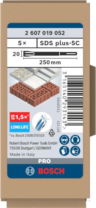 Immagine prodotto Bosch Professional Zubehör Set di scalpelli piatti PRO SDS plus-5C, 20 x 250 mm (20 mm)