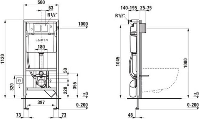 Immagine prodotto Laufen Lis cw1 inbouwframe met reservoir 500x1120
