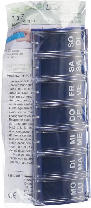 Actual product image Supairbox 1x7 weekly dispenser german/french blue