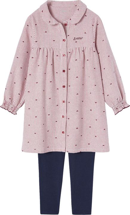 Actual product image Vertbaudet Girls' striped flannel nightdress & leggings (92)