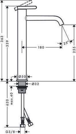 Image du produit Axor Mitigeur monocommande pour lavabo 260 ONE sans vidage noir mat