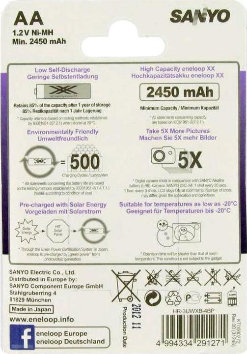 Immagine prodotto Panasonic Box batteria Eneloop Pro e AccuCell (8 pz., AA, 2500 mAh)