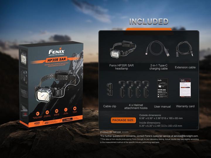 Actual product image Fenix HP35R SAR-Version, LED-Stirnlampe 4000 Lumen (4000 lm)