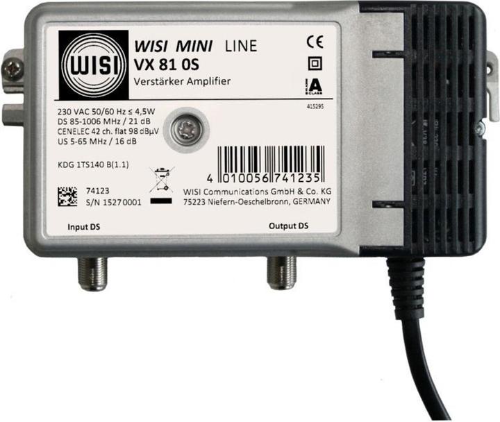 Actual product image WISI Amplifier VX 81 0S BK 1GHz 18-21dB controller integrated, certified for KDG (Amplifier)