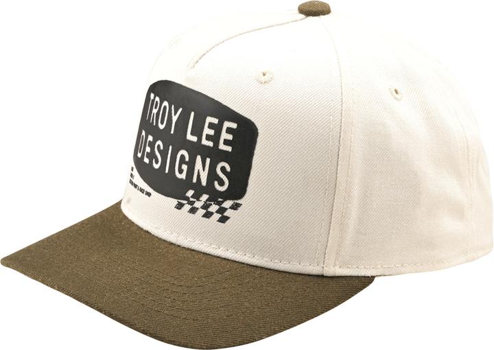 Troy Lee Designs Curved Snapback Cap, Stamp, vintage white/olive, one size (One Size)