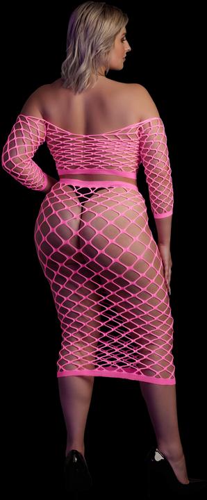 Actual product image Ouch! Long Sleeve Crop Top and Long Skirt - Pink - XL/XXXXL (Plus Size)