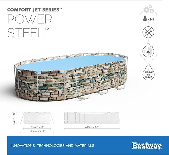 Immagine prodotto Bestway Set Pool Power Steel Comfort Jet Series 610 x 366 x 122 cm (610 x 366 x 122 cm)