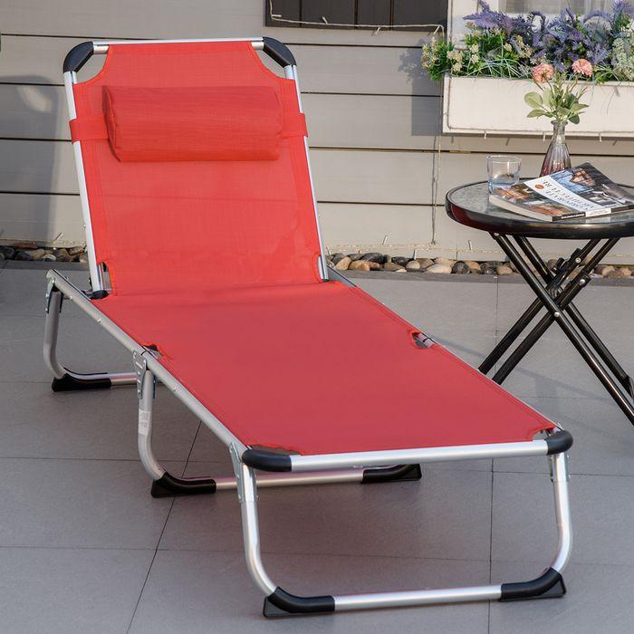 Immagine prodotto Swisshandel24 Lettino prendisole da giardino lettino in tessuto di alluminio lettino relax lettino regolabile in (165 cm)