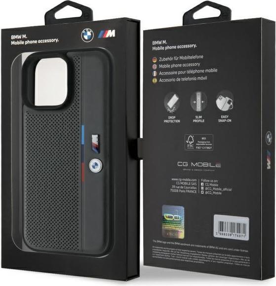 Actual product image BMW BMHCP16X23PUPVA iPhone 16 Pro Max 6.9" antracyt/anthracite hardcase M Perforated Tricolor Detail (Apple iPhone 16 Pro Max)