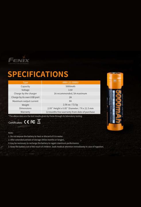 Produktbild Fenix Akku ARB-L21-5000U