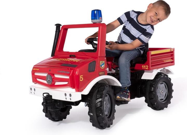 Produktbild Rolly Toys Fire Unimog Feuerwehr Edition 2020 mit Anhänger Tretauto 3 Ã 8 Jahre