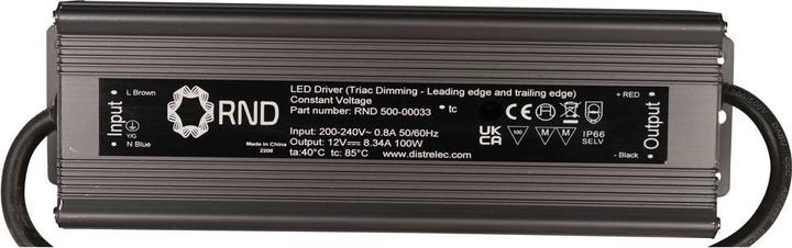 Produktbild RND LED-Treiber, Triac Dimmbar CV, 100W 8.33A 12V IP66