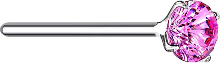 Image du produit Star Piercing Nasenstecker biegen silber runder Kristall fuchsia gefasst (sans laiton, Argent sterling 925)
