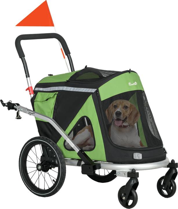 Image du produit PawHut Hundeanhänger Oxfordstoff, Aluminium Grün