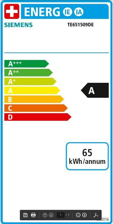 Energy Label Siemens EQ6 plus s100, TE651509EN (CH plug)
