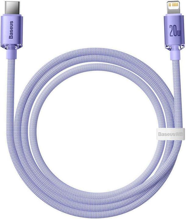 Actual product image Baseus Crystal Shine Series Fast Charging Data Cable Type-C to iP 20W 1.2m Purple (1.20 m, USB 2.0)