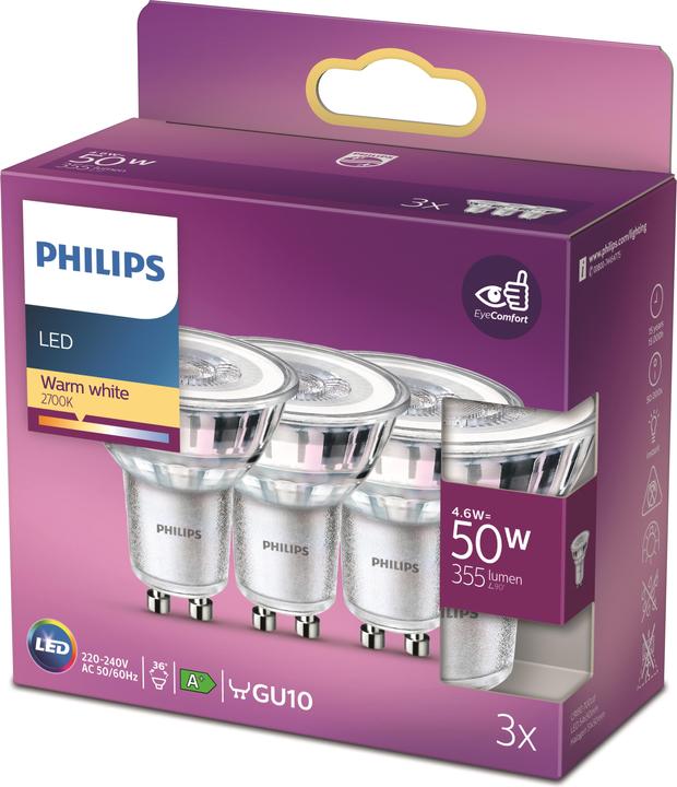Actual product image Philips LED spot (GU10, 4.60 W, 355 lm, 3 x, F)