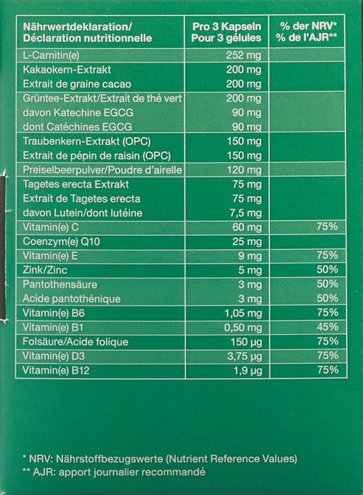 Valori nutrizionali e ingredienti Epigenovital più swing fit e attivo 90 tappi (90 Pezzo/i, Pillole, 86 g)