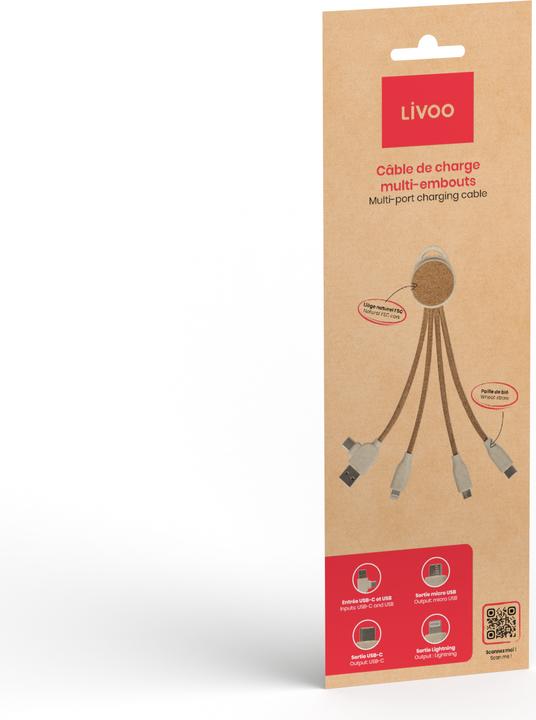 Actual product image Livoo Multi-port charging cable (0.15 m, USB 3.2 Gen 1, 10 W)