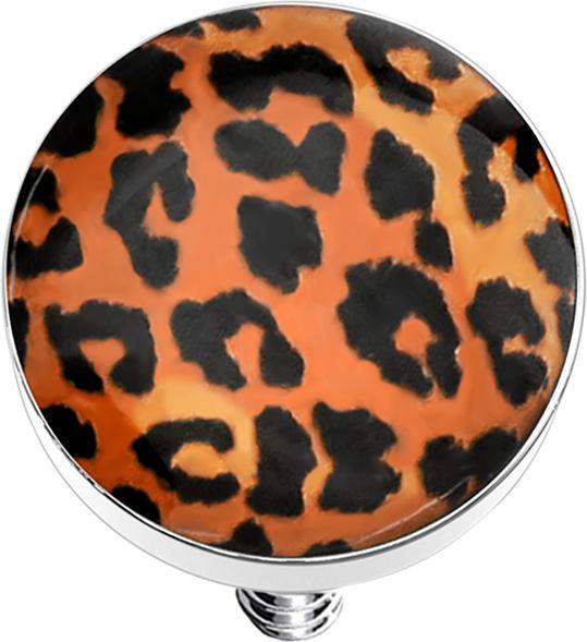 Immagine prodotto Star Piercing Disco dell'ancora dermica con motivo leopardato arancione (senza ottone, Acciaio chirurgico 316L)