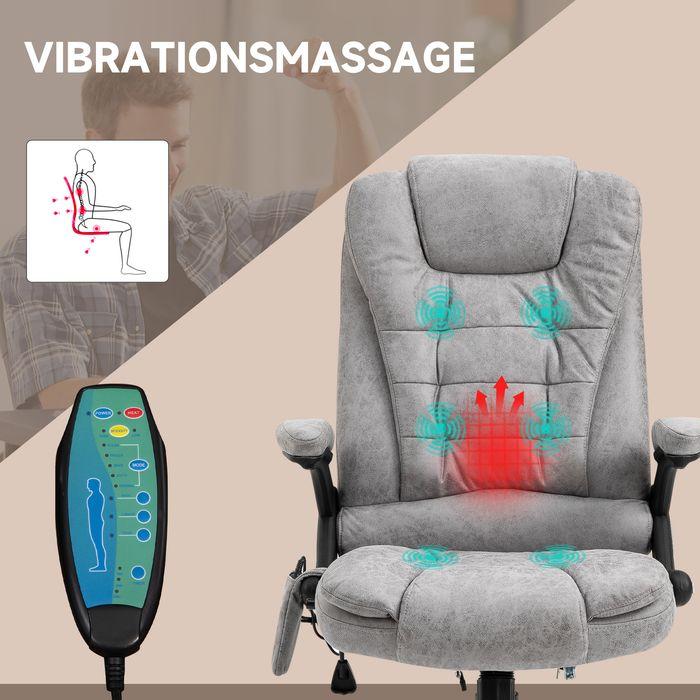 Image du produit Swisshandel24 Chaise de bureau avec fonction massage et chaleur, ergonomique, 6 points de massage, gris