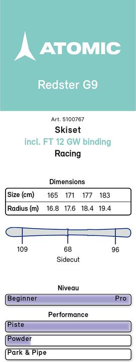 Image du produit Atomic Redster G9 (165 cm, Avec fixations)