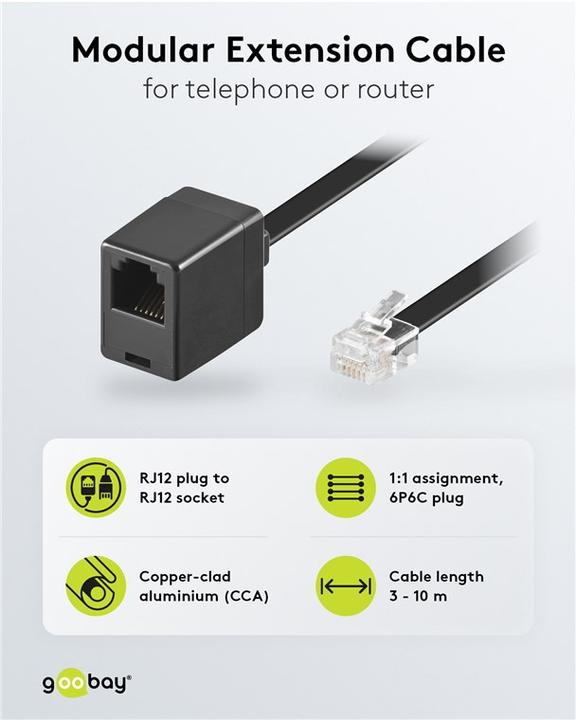 Produktbild Goobay RJ12 Modularverlängerungskabel für Fernbedienung