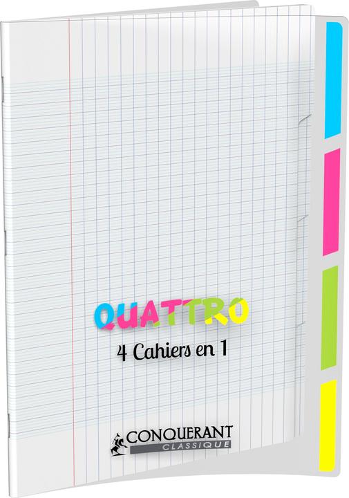 Conquerant Cahier "4 en 2,50cm (1"), 240 x 320 mm, seyès couverture en Polypro, 140 pages, agrafé, papier de 90 (240 x 320 mm, Quadrillé, Couverture souple)