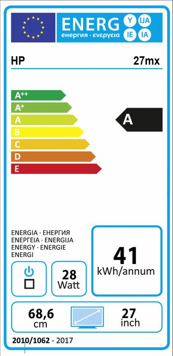Energie-Label HP 27MX (1920 x 1080 Pixel, 27")