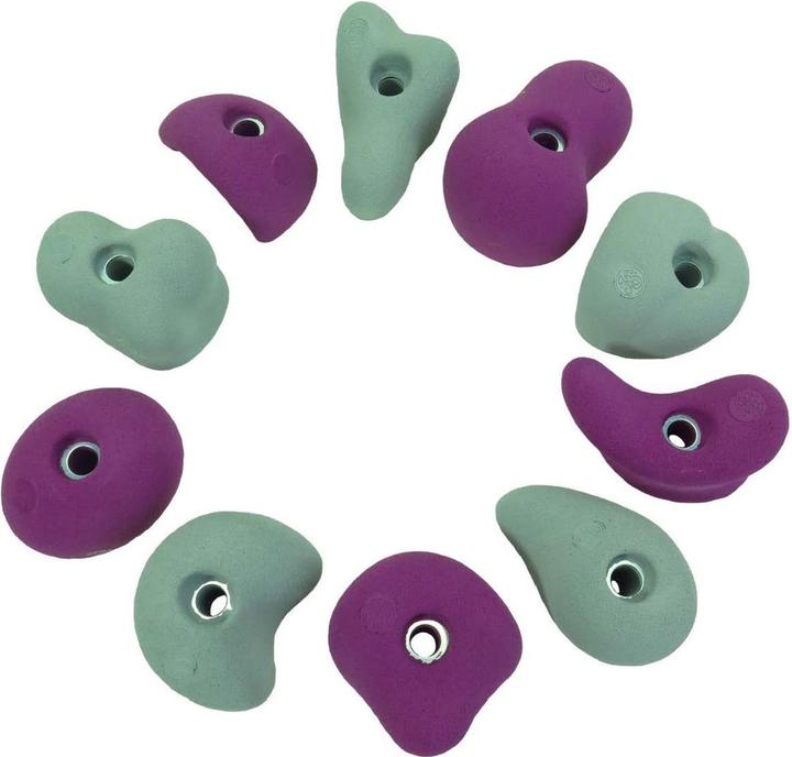 Produktbild Kletterbude Klettergriffe für Kinder Komplettset StarterKids Sprösslinge, made in Germany (Violett-Grau)