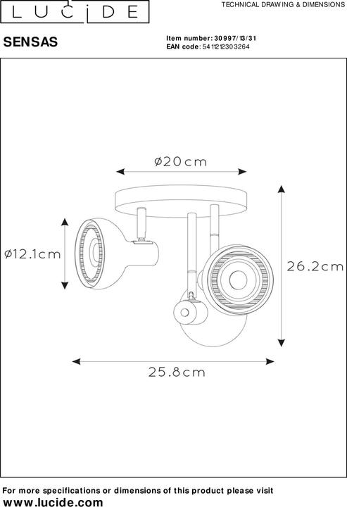 Image du produit Lucide SENSAS - Plafonnier - Ø 25,8 cm - 3xES111 - Vert 30997/13/33 (GU10)