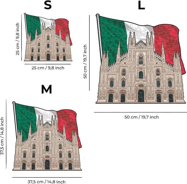 Actual product image Iconic Milan Cathedral - Monument Wooden Puzzle Size S (150 pieces) (150 pieces)